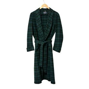 Vintage Pendleton Virgin Wool Robe Green Blue Tartan Plaid 30s 40s Mens Medium